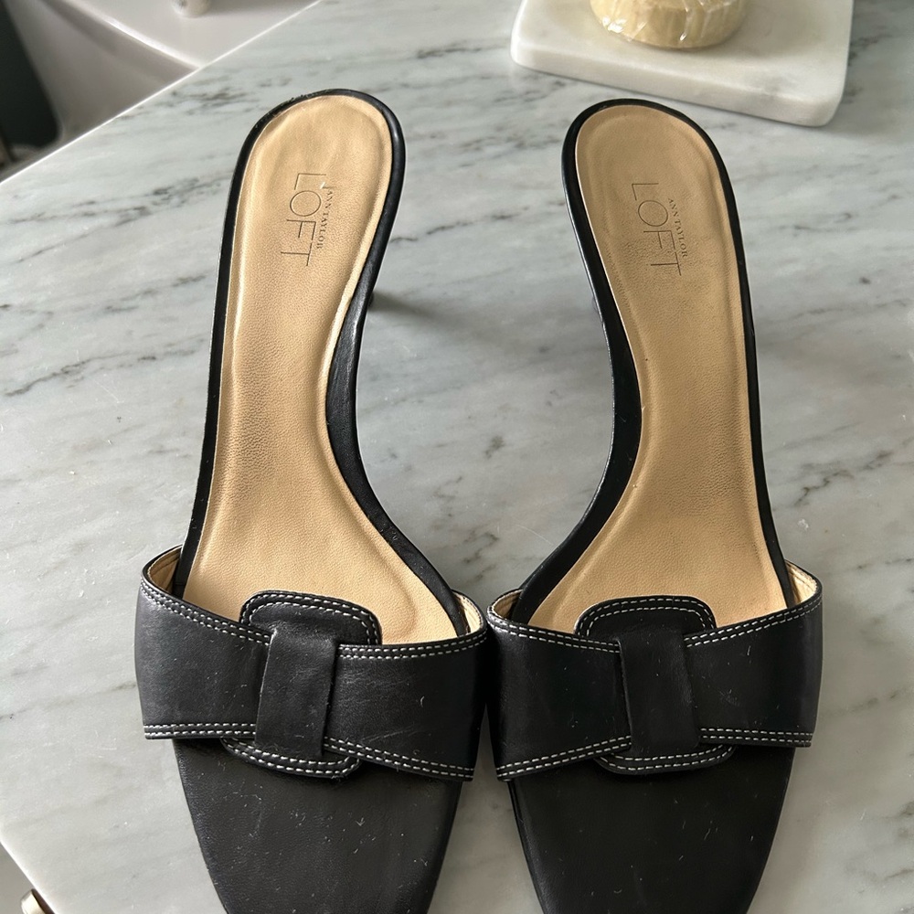 LOFT Black Mules Sleek Leather Design